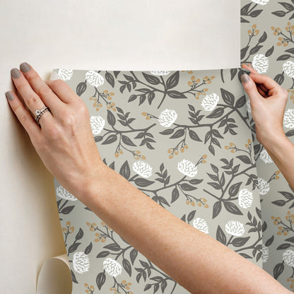 Rifle Paper Co. Peonies Peel & Stick Wallpaper - Smoke