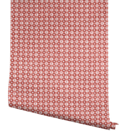 Rifle Paper Co. Daisy Gingham Peel & Stick Wallpaper - Red