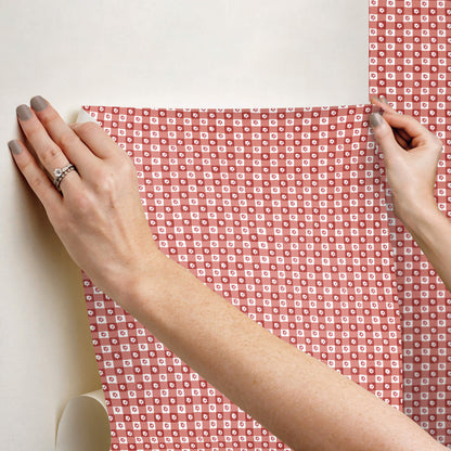 Rifle Paper Co. Daisy Gingham Peel & Stick Wallpaper - Red