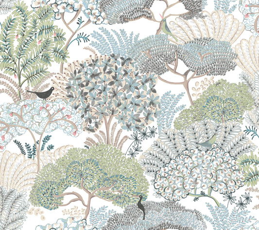 York Garden Muse Everbloom Forest Peel & Stick Wallpaper - Aqua