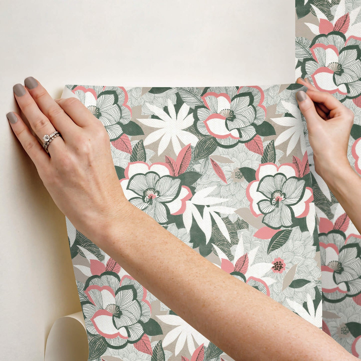 York Garden Muse Fantasium Peel & Stick Wallpaper - Coral