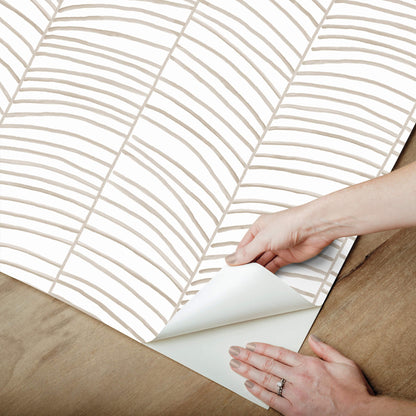 York Garden Muse Cascade Palm Peel & Stick Wallpaper - Taupe