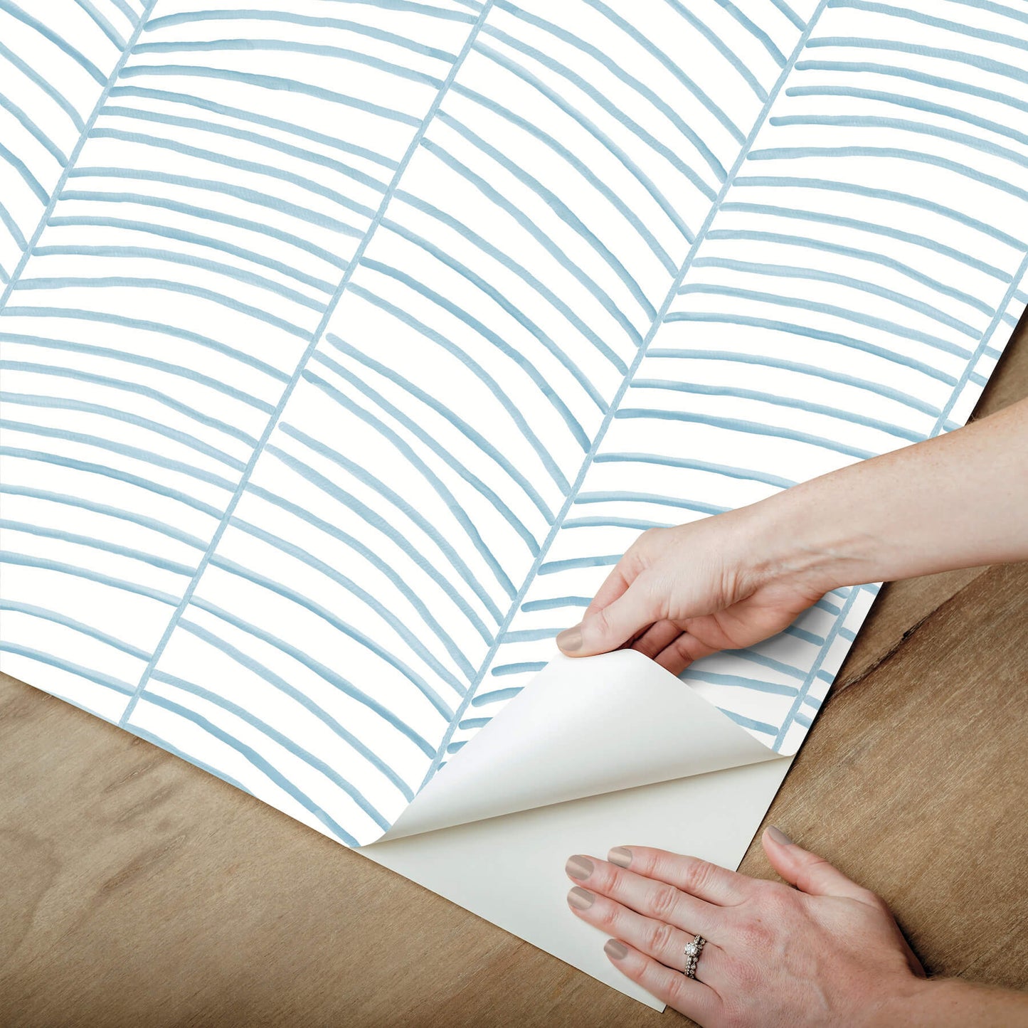 York Garden Muse Cascade Palm Peel & Stick Wallpaper - Blue