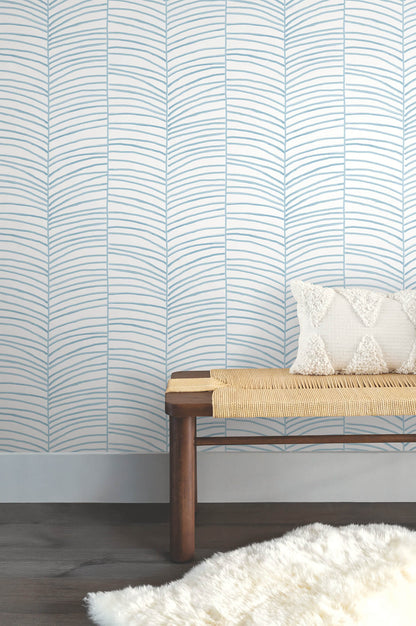 York Garden Muse Cascade Palm Peel & Stick Wallpaper - Blue