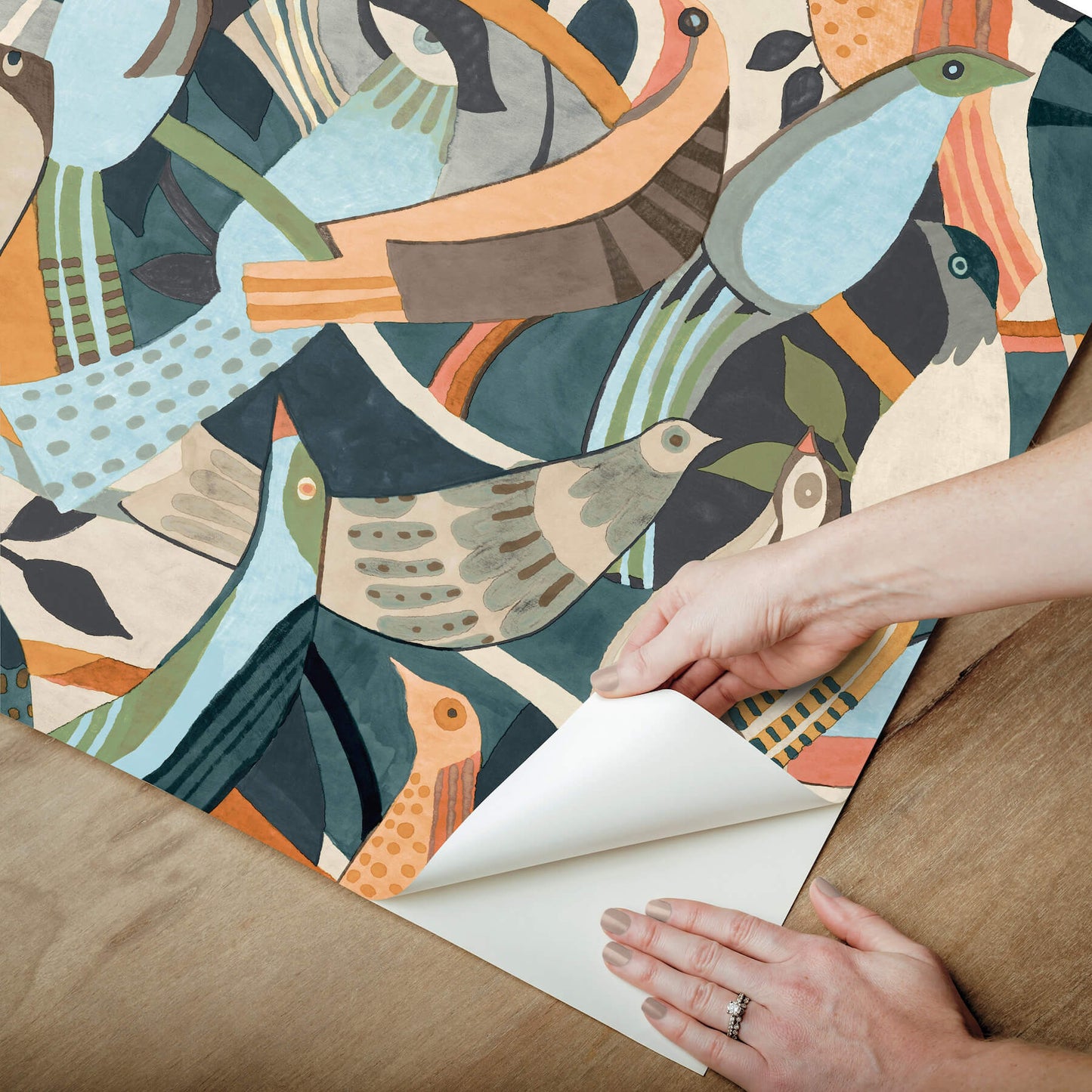 York Garden Muse Fauvist Flock Peel & Stick Wallpaper - Coral