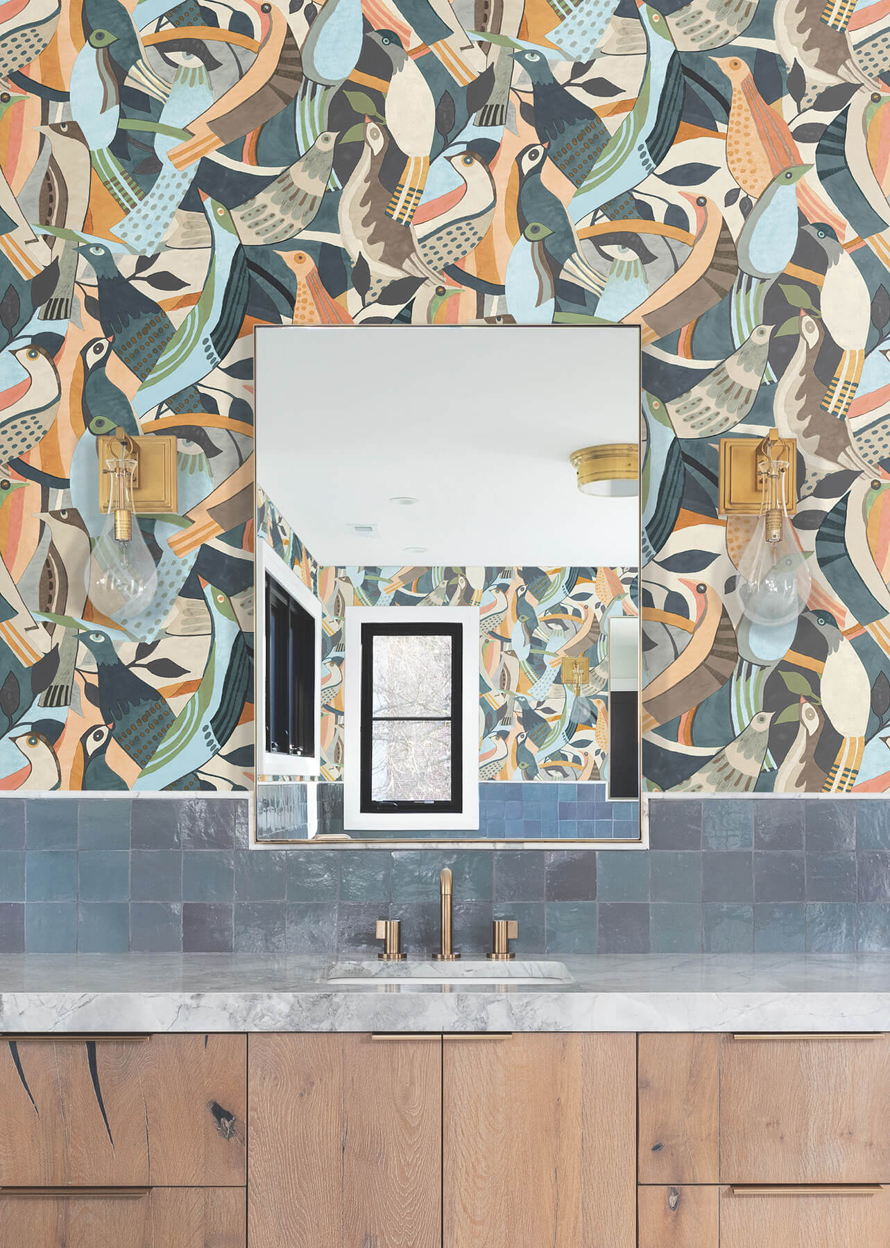 York Garden Muse Fauvist Flock Peel & Stick Wallpaper - Coral