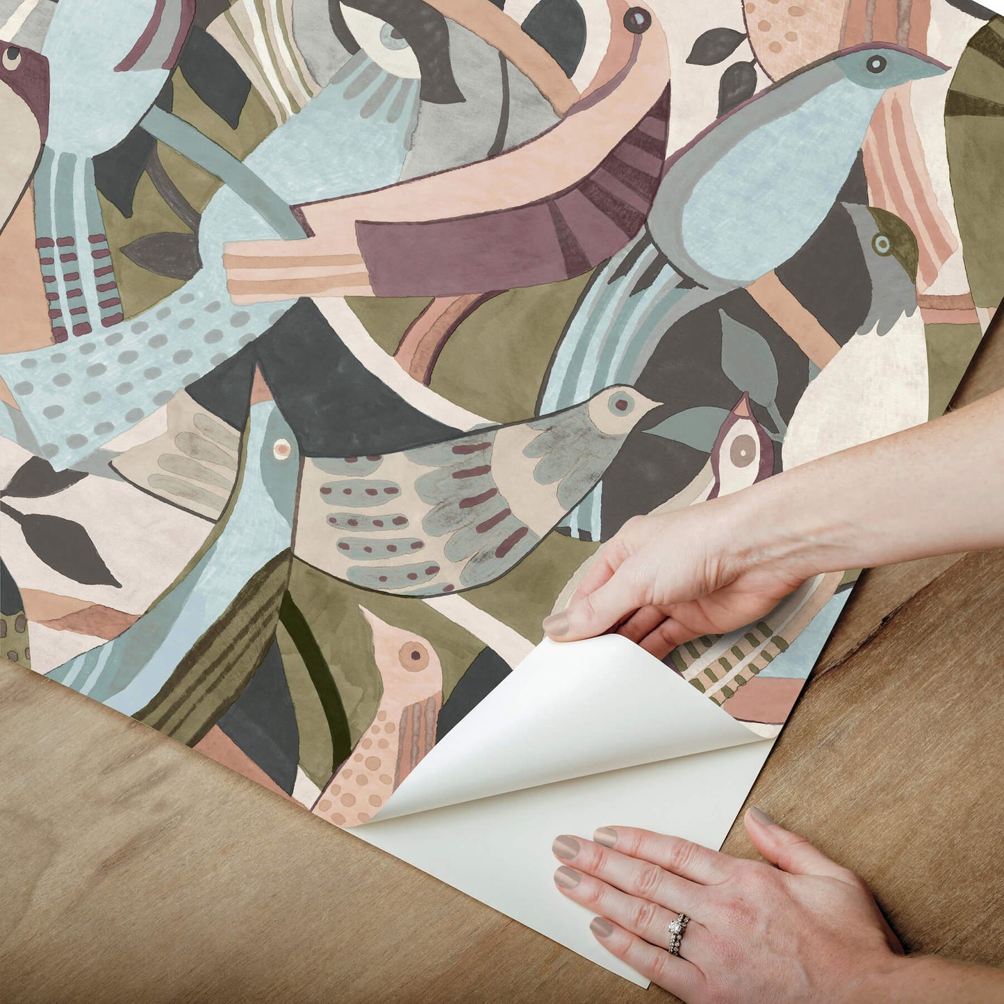 York Garden Muse Fauvist Flock Peel & Stick Wallpaper - Plum