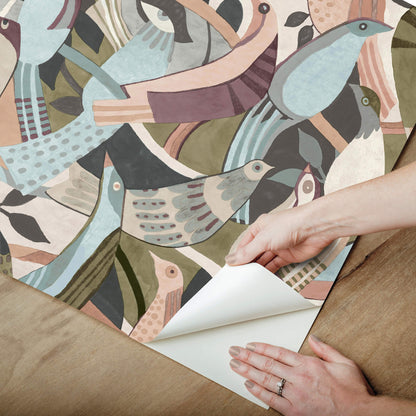 York Garden Muse Fauvist Flock Peel & Stick Wallpaper - Plum