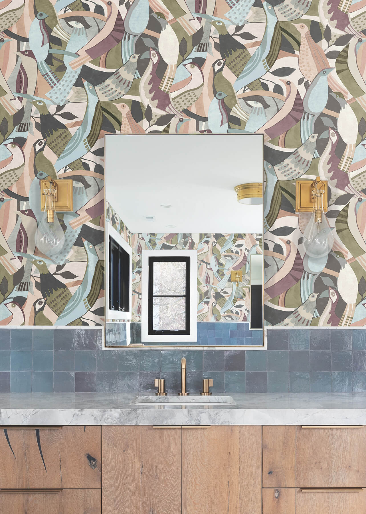 York Garden Muse Fauvist Flock Peel & Stick Wallpaper - Plum