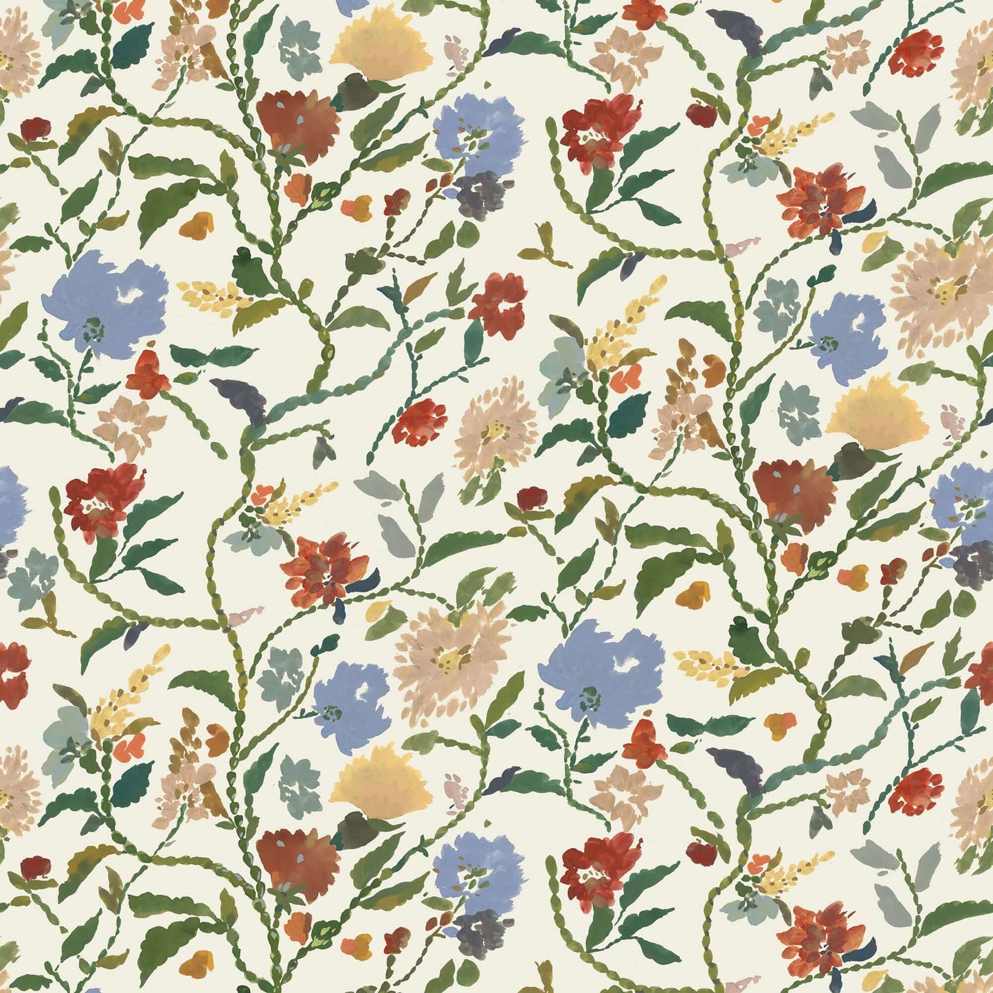 Mitchell Black Painted Flower Patch Wallpaper Sample - Morning Bloom