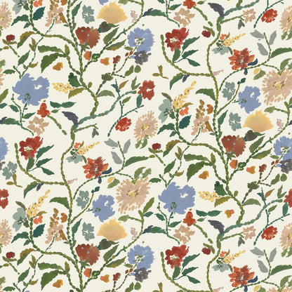 Mitchell Black Painted Flower Patch Wallpaper - Morning Bloom