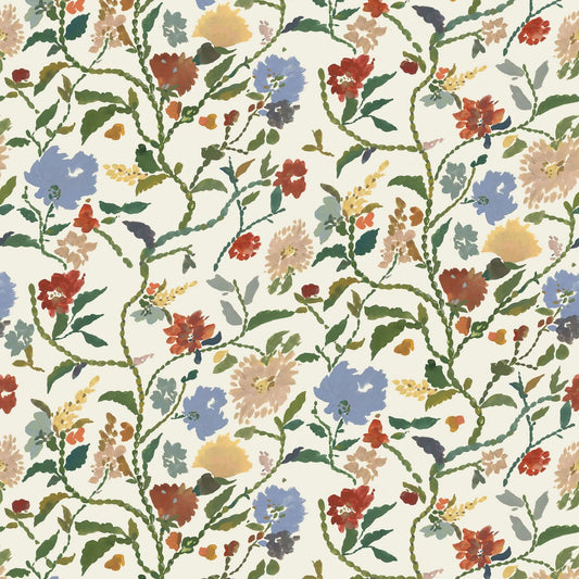 Mitchell Black Painted Flower Patch Wallpaper - Morning Bloom