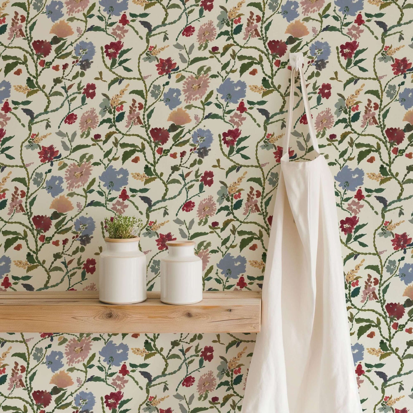 Mitchell Black Painted Flower Patch Wallpaper - Morning Bloom