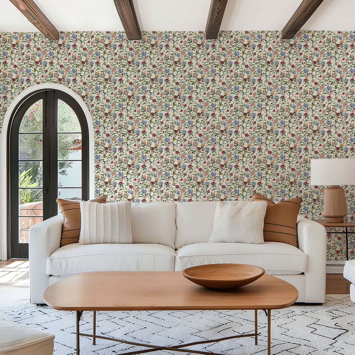 Mitchell Black Painted Flower Patch Wallpaper - Morning Bloom