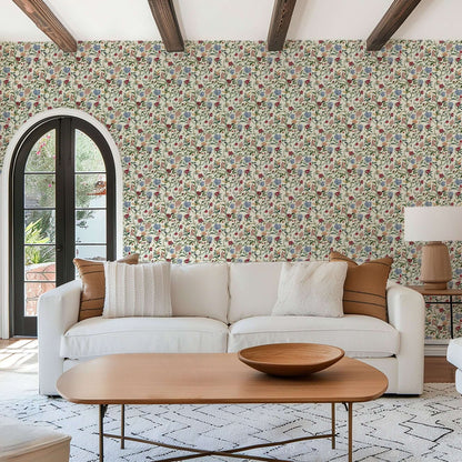 Mitchell Black Painted Flower Patch Wallpaper - Morning Bloom