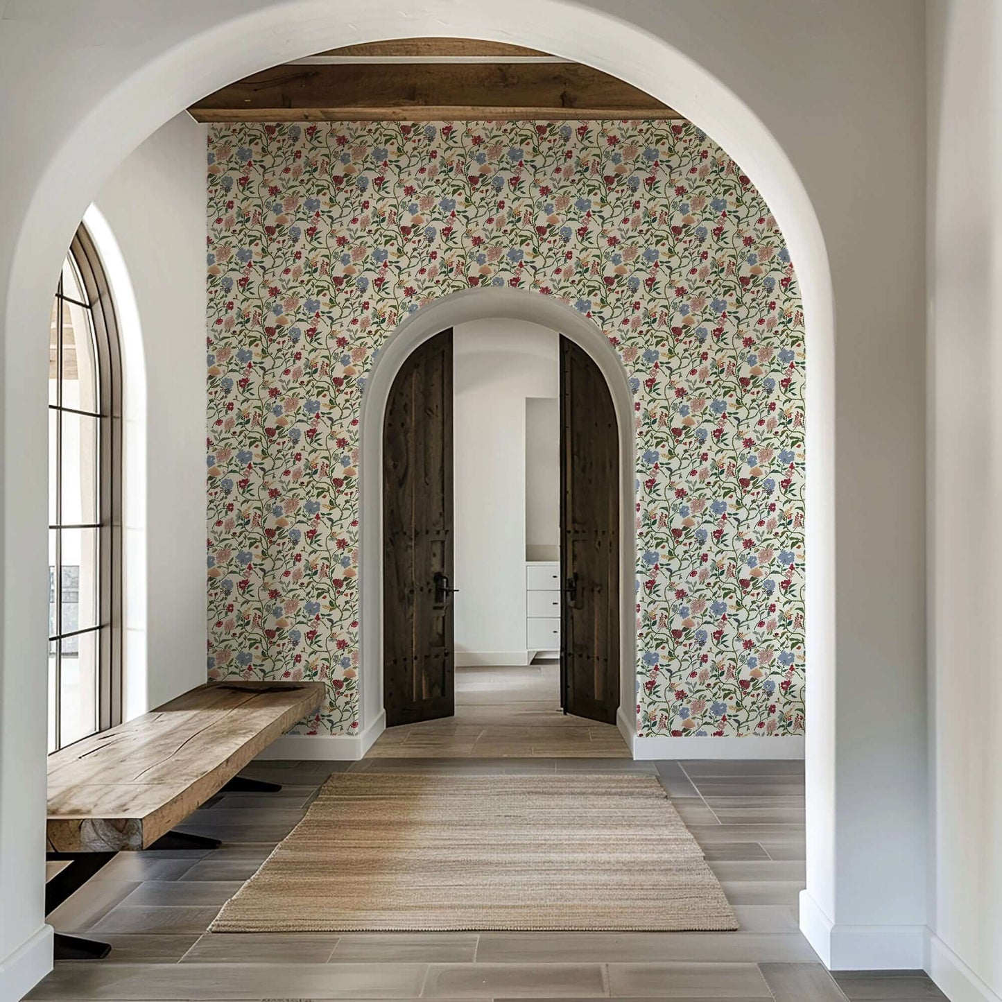 Mitchell Black Painted Flower Patch Wallpaper - Morning Bloom
