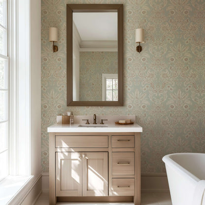 Mitchell Black Parlor Paper Wallpaper - Antique Glaze