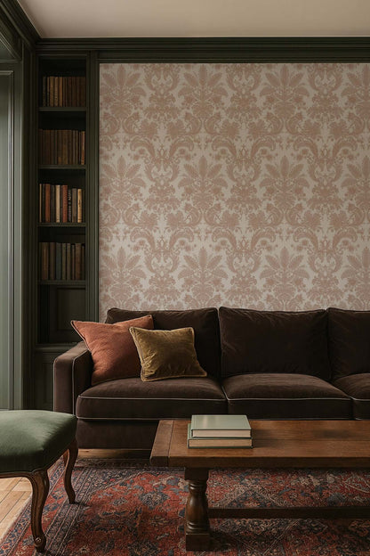 Mitchell Black Parlor Paper Wallpaper - Apricot