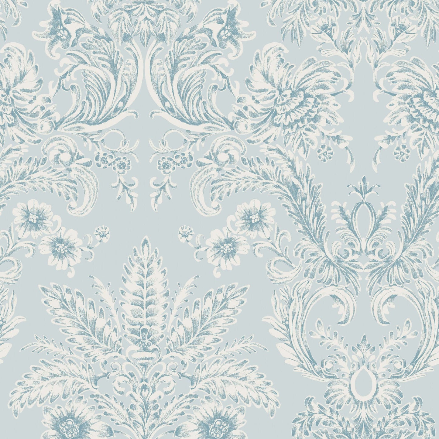 Mitchell Black Parlor Paper Wallpaper Sample - Blue Feather