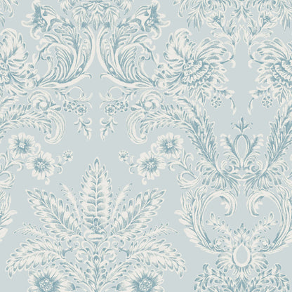 Mitchell Black Parlor Paper Wallpaper - Blue Feather