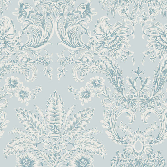 Mitchell Black Parlor Paper Wallpaper - Blue Feather