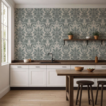 Mitchell Black Parlor Paper Wallpaper - Celadon