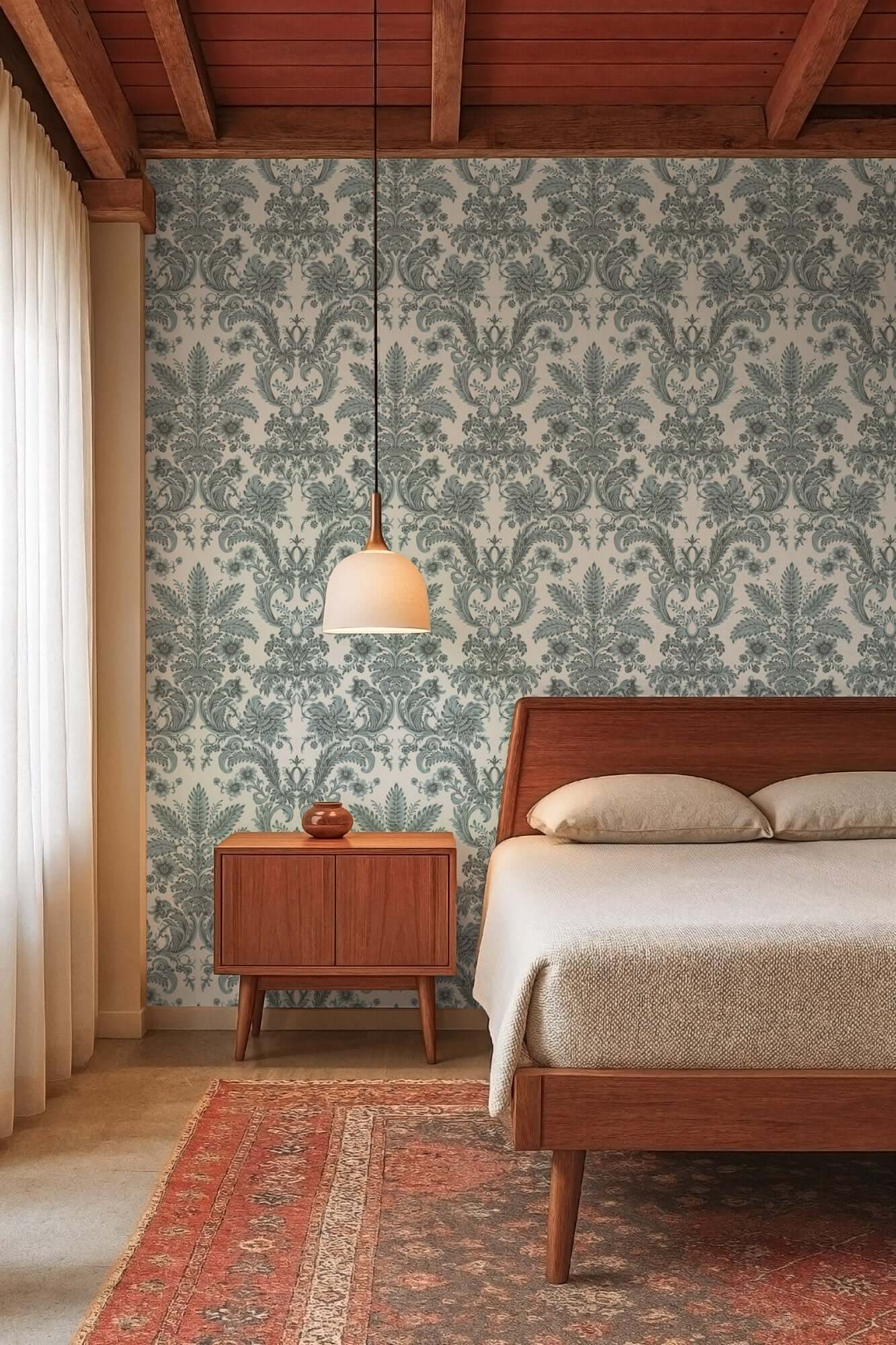 Mitchell Black Parlor Paper Wallpaper - Celadon