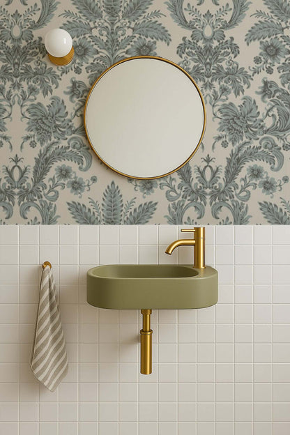 Mitchell Black Parlor Paper Wallpaper - Celadon