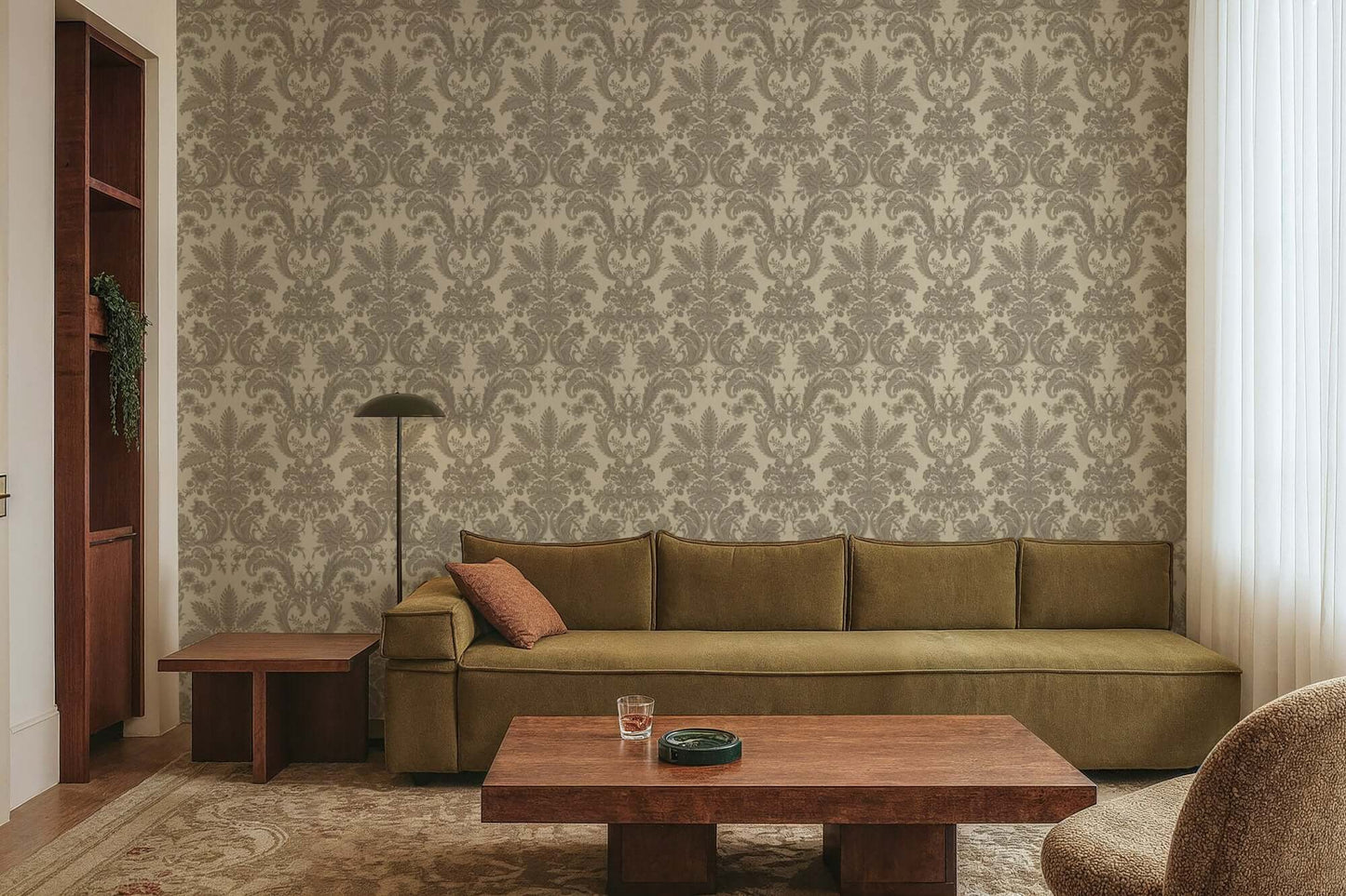 Mitchell Black Parlor Paper Wallpaper - Champagne