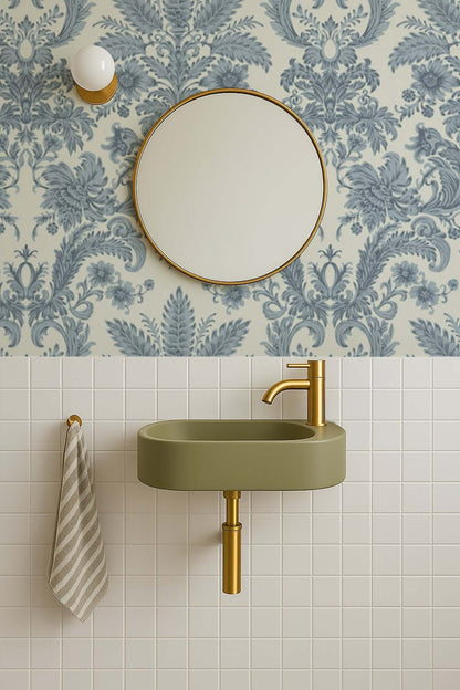 Mitchell Black Parlor Paper Wallpaper - Glacial