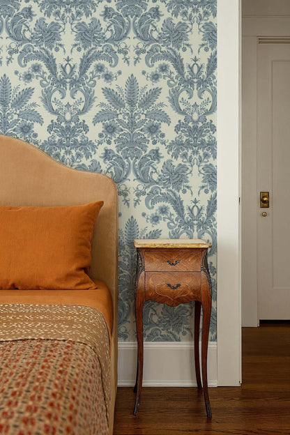 Mitchell Black Parlor Paper Wallpaper - Glacial