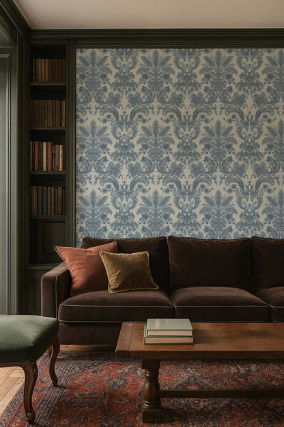 Mitchell Black Parlor Paper Wallpaper - Glacial