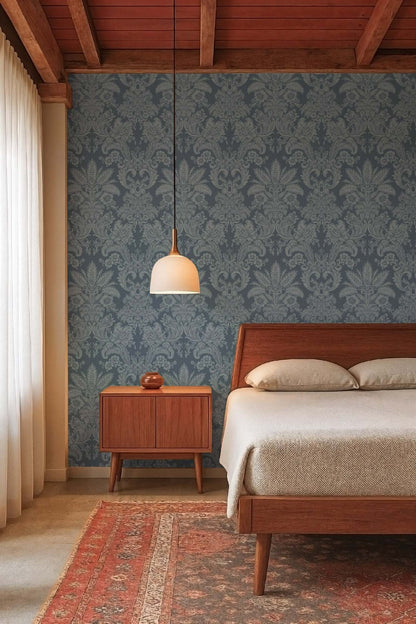Mitchell Black Parlor Paper Wallpaper - Midnight