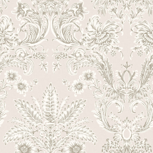 Mitchell Black Parlor Paper Wallpaper - Pale Blush
