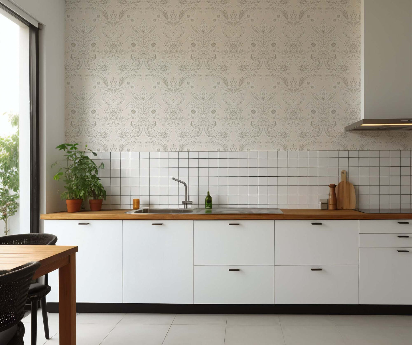 Mitchell Black Parlor Paper Wallpaper - Pale Blush