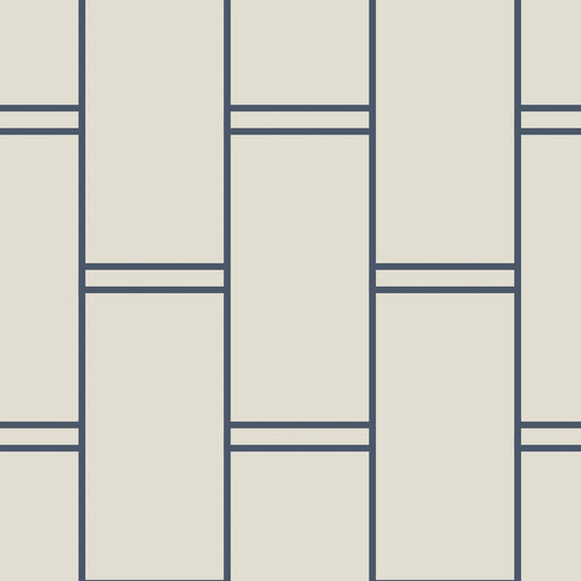 Mitchell Black Pillar Stripe Wallpaper - Oxford Blue