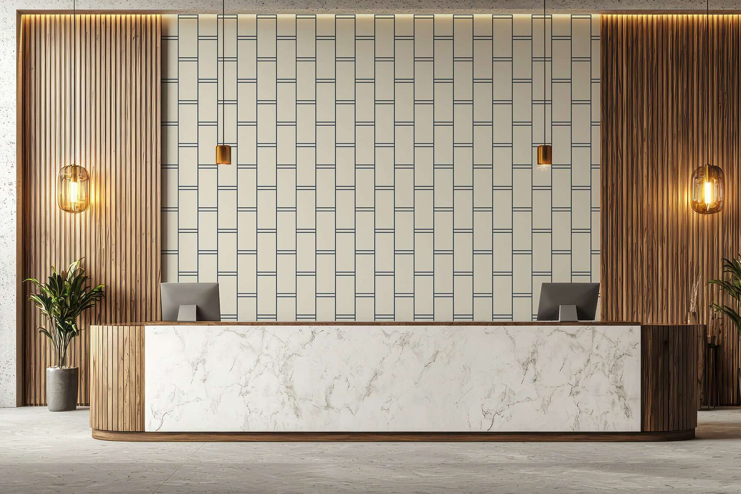 Mitchell Black Pillar Stripe Wallpaper - Oxford Blue