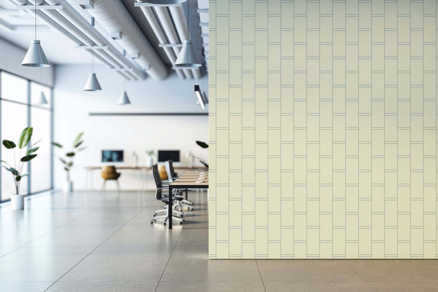 Mitchell Black Pillar Stripe Wallpaper - Pale Mineral Blue