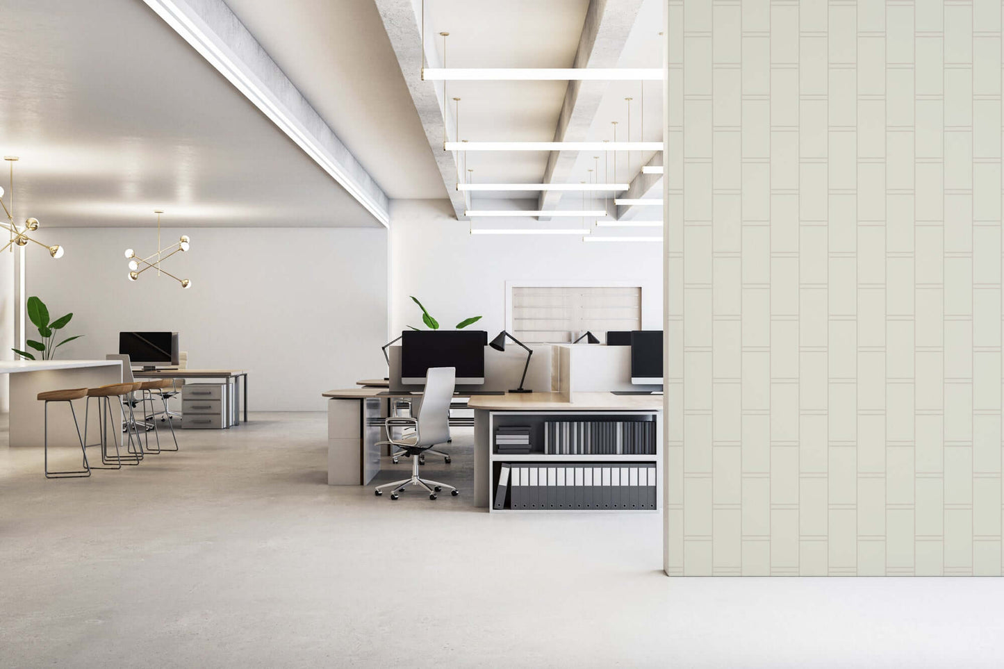 Mitchell Black Pillar Stripe Wallpaper - Shell Tint