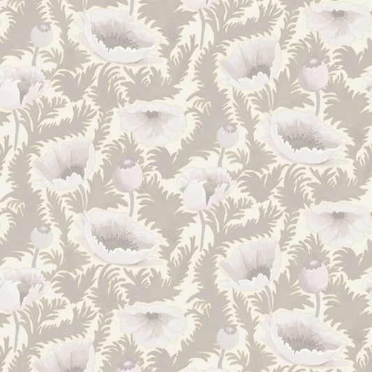 Mitchell Black Poppy Bloom Wallpaper - Desert Linen