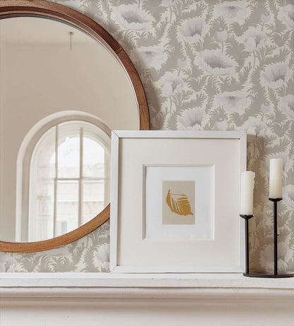 Mitchell Black Poppy Bloom Wallpaper - Desert Linen