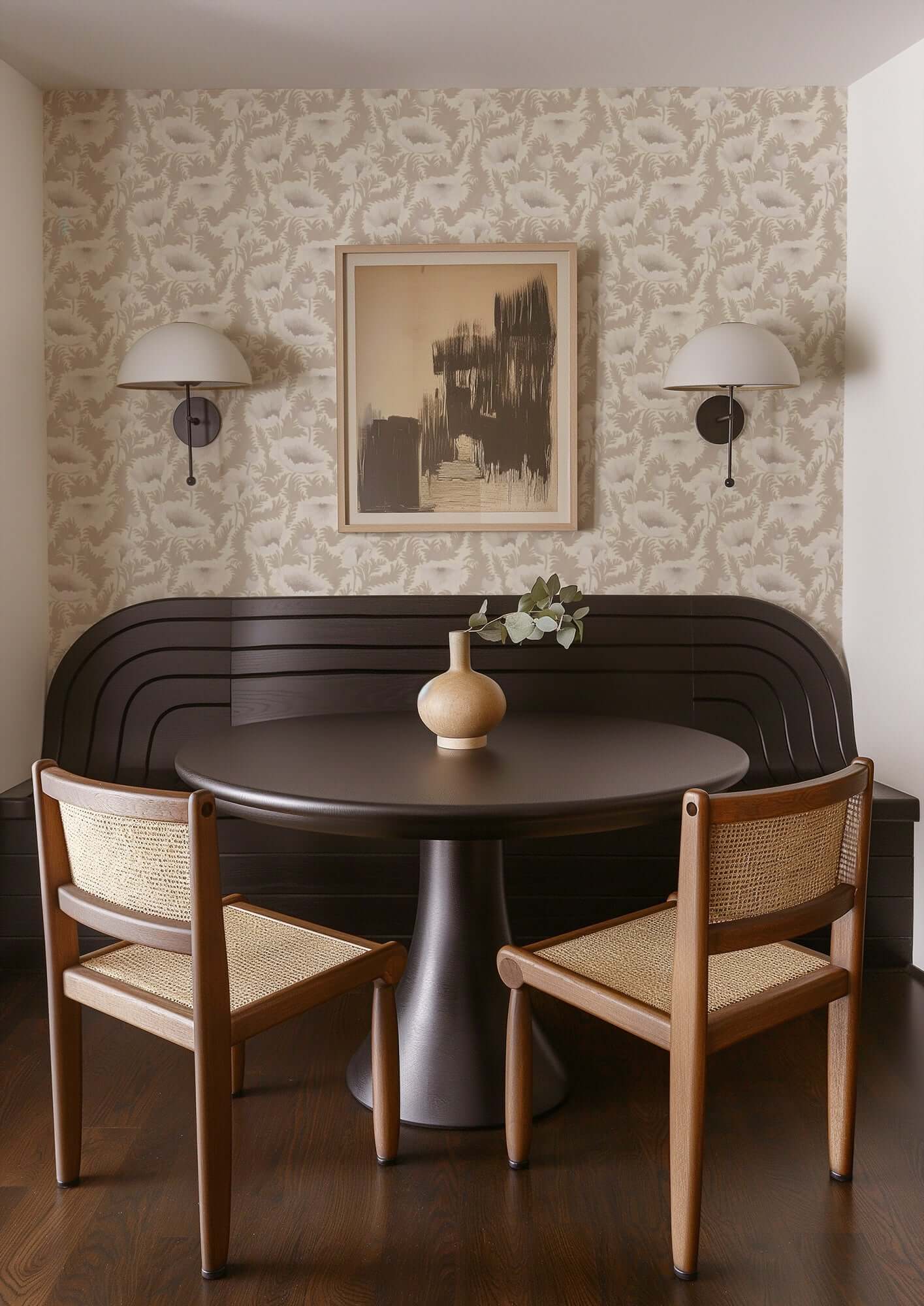 Mitchell Black Poppy Bloom Wallpaper - Desert Linen