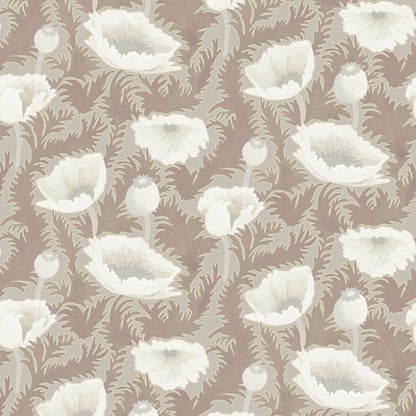 Mitchell Black Poppy Bloom Wallpaper - Earthen Taupe