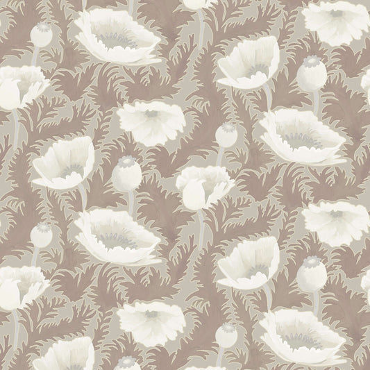 Mitchell Black Poppy Bloom Wallpaper - Earthen Taupe