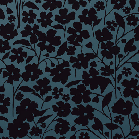 MAKELIKE Posy Wallpaper - Black & Blue