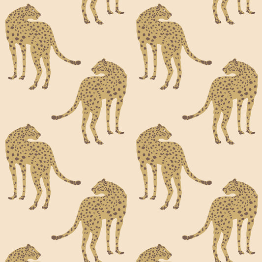 Mitchell Black Animal Parade Prowling Cheetah Wallpaper - Desert Sand