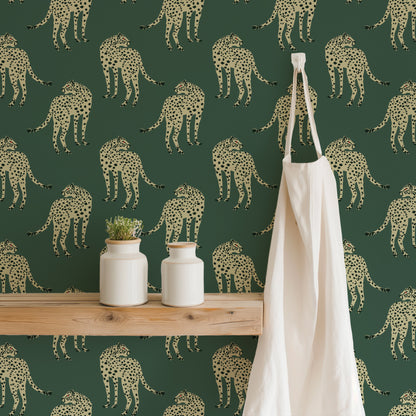 Mitchell Black Animal Parade Prowling Cheetah Wallpaper - Juniper