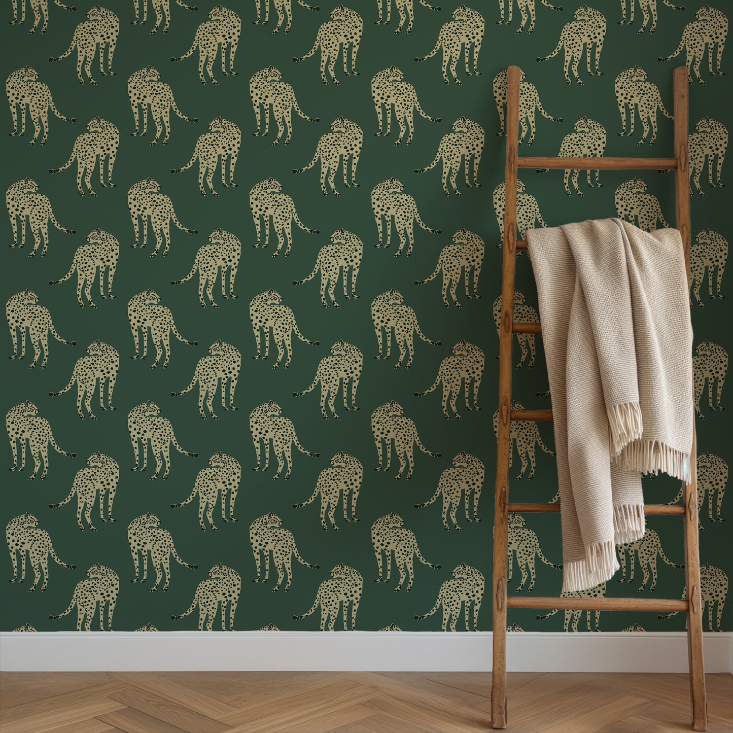 Mitchell Black Animal Parade Prowling Cheetah Wallpaper - Juniper