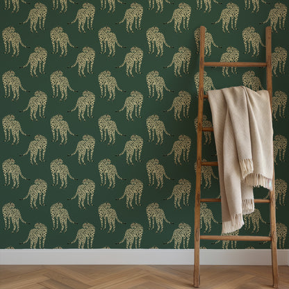 Mitchell Black Animal Parade Prowling Cheetah Wallpaper - Juniper