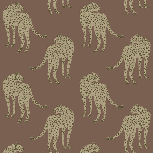 Mitchell Black Animal Parade Prowling Cheetah Wallpaper - Mahogany Plains